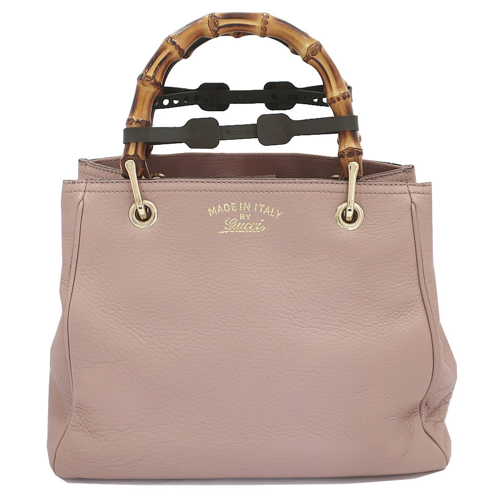 Gucci Handbag Bamboo Small Shopper Pink Beige